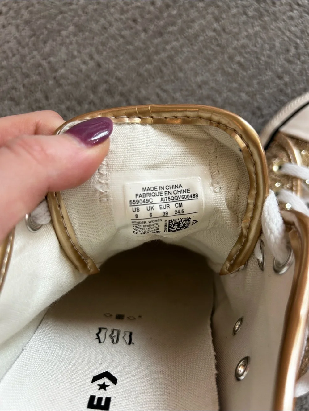 Chunky Gold Glitter Lowtop Converse - Picture 7 of 8